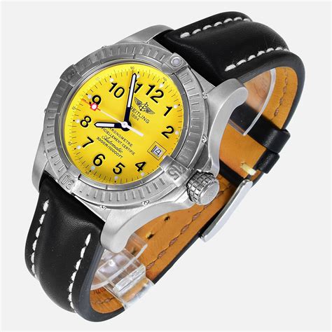 breitling yellow face avenger with deploment buckle|Breitling Avenger Seawolf Yellow Dial Men's Watch A17319101I1A1.